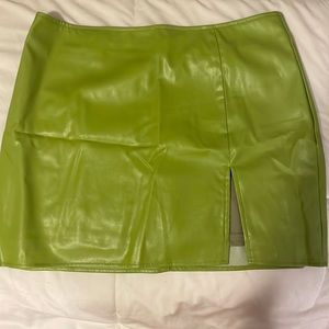 Fashion Nova Green Faux Leather Skirt